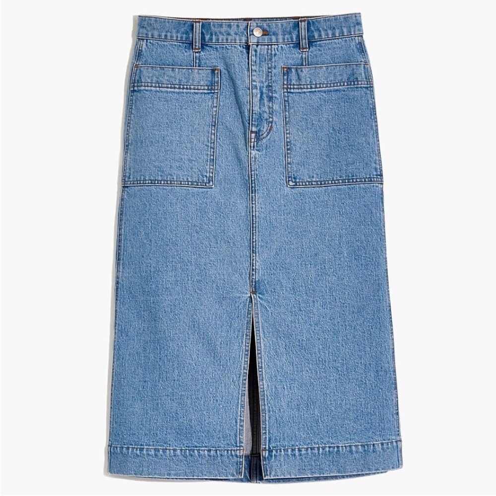 Madewell‎ Stretch Denim Slit Straight Midi Skirt in Antin Wash Size 29
